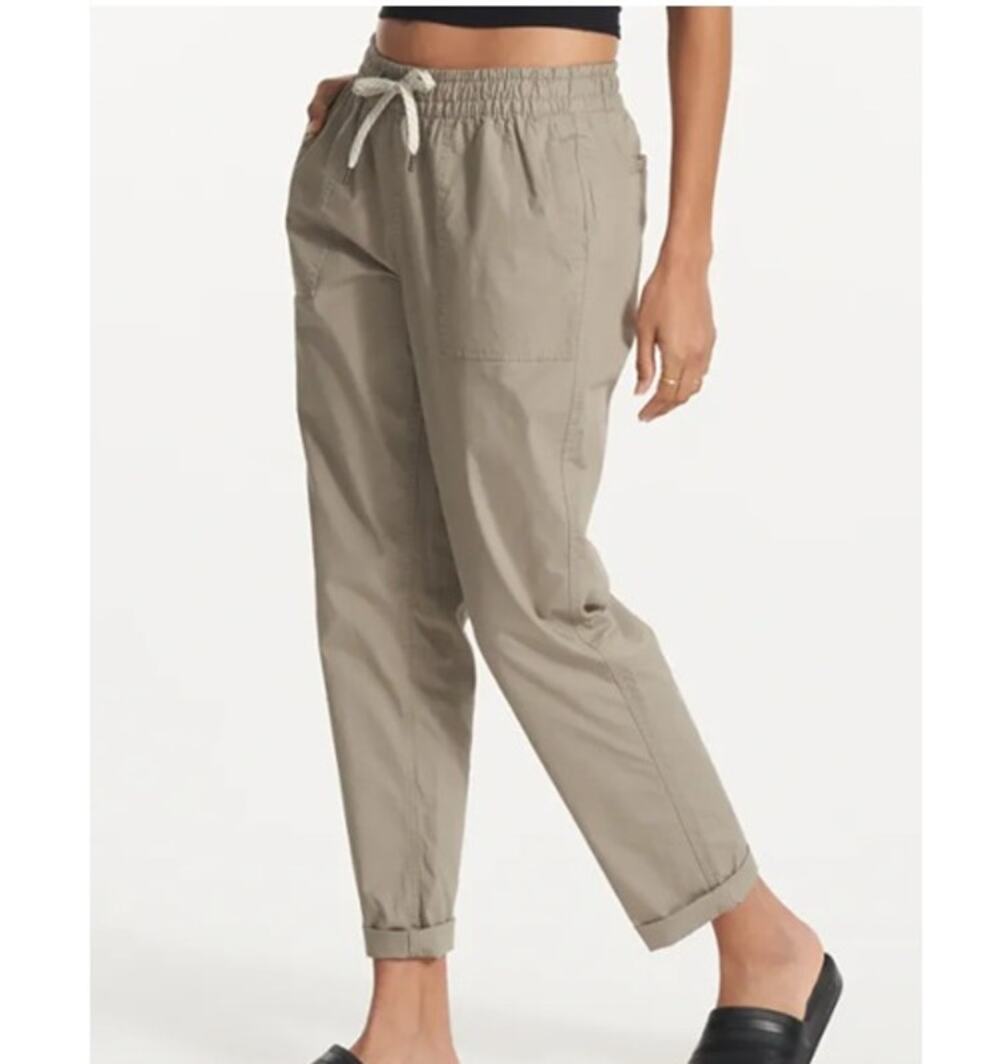 Vuori Vintage Ripstop Pants Womens Small Gravel Light Beige Drawstring Waist